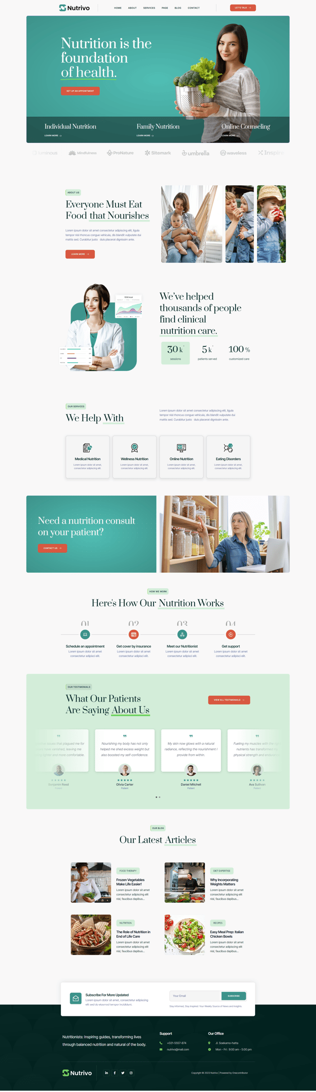 Nutrivo Nutrition Coach & Nutritionist Elementor Template Kit, WP
